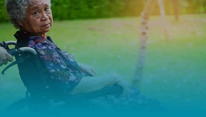 Eldery woman in a wheelchair